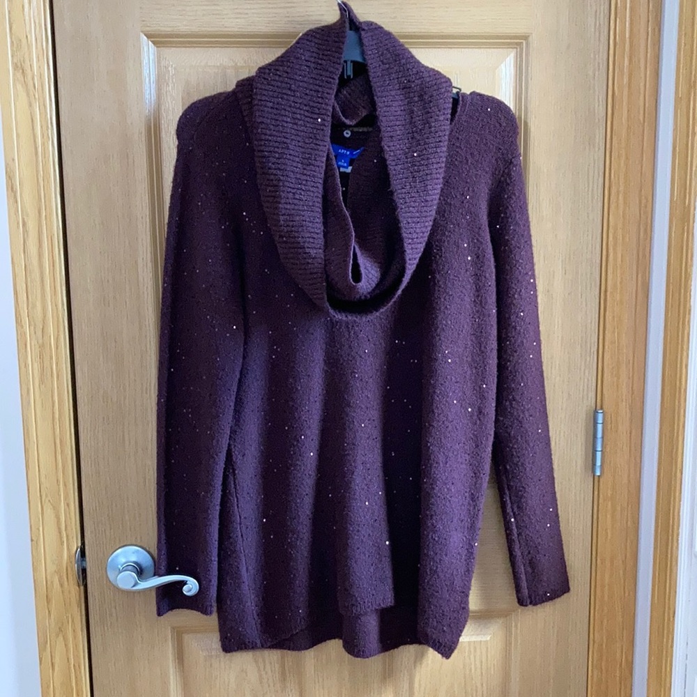 HP🥳 Cozy Apt 9 sequin tunic w detachable cowl NWT S